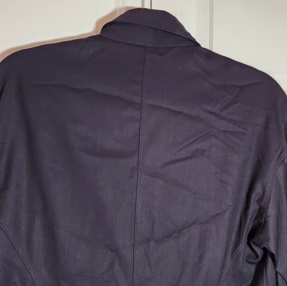 Allan Waller Italy Plum Purple Pleated Back Wool Blend Button Up Blouse Size 6 - Picture 7 of 10